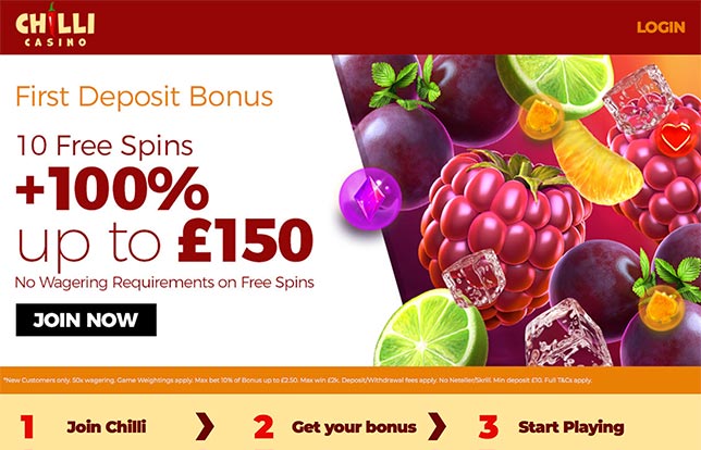 Get 100% bonus & 10 no wager free spins
