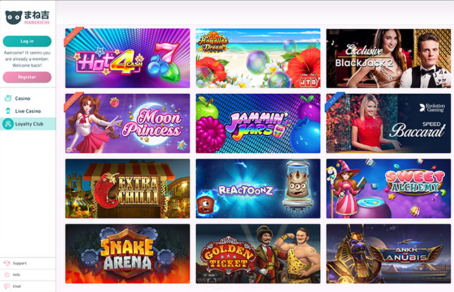 Manekichi's new casino in English
